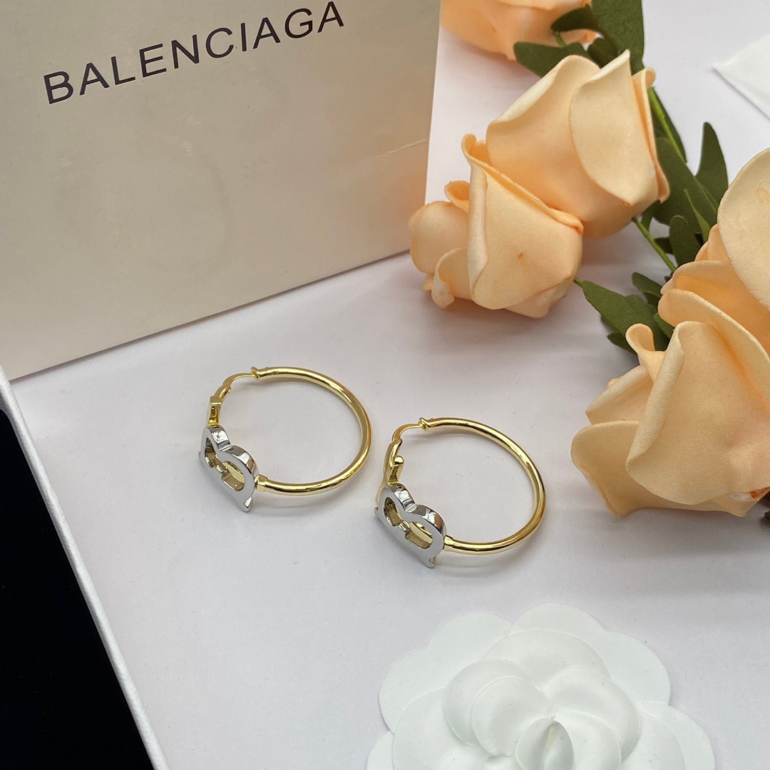 Balenciaga B font hoop earrings