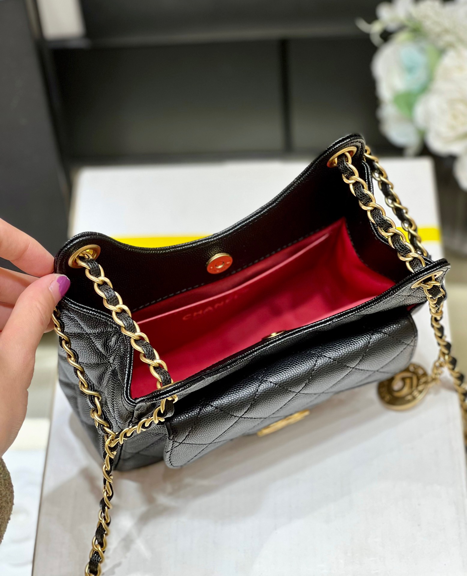 Chanel 23P Spring/Summer Series No. 5 Gold Coin Hobo Hippie Bag 3710