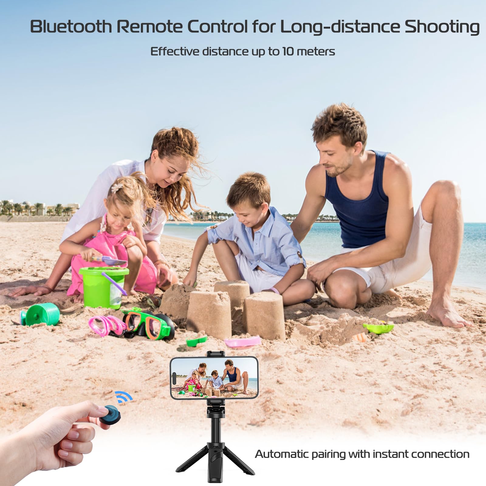 2024 HOT SALE🔥Mini foldable selfie stick Tripod with Detachable Remote