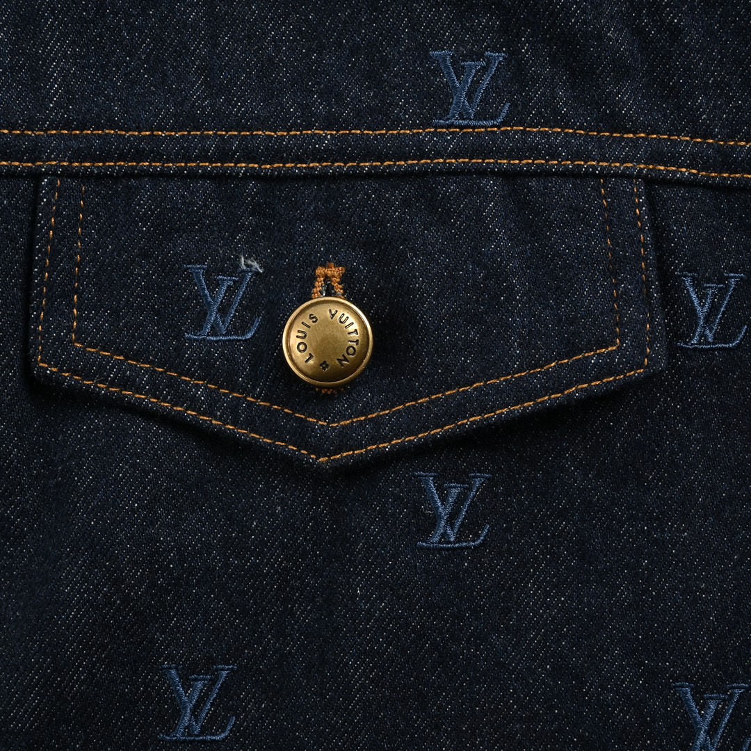 Louis Vuitton 24Fw all-over monogram logo embroidered denim jacket