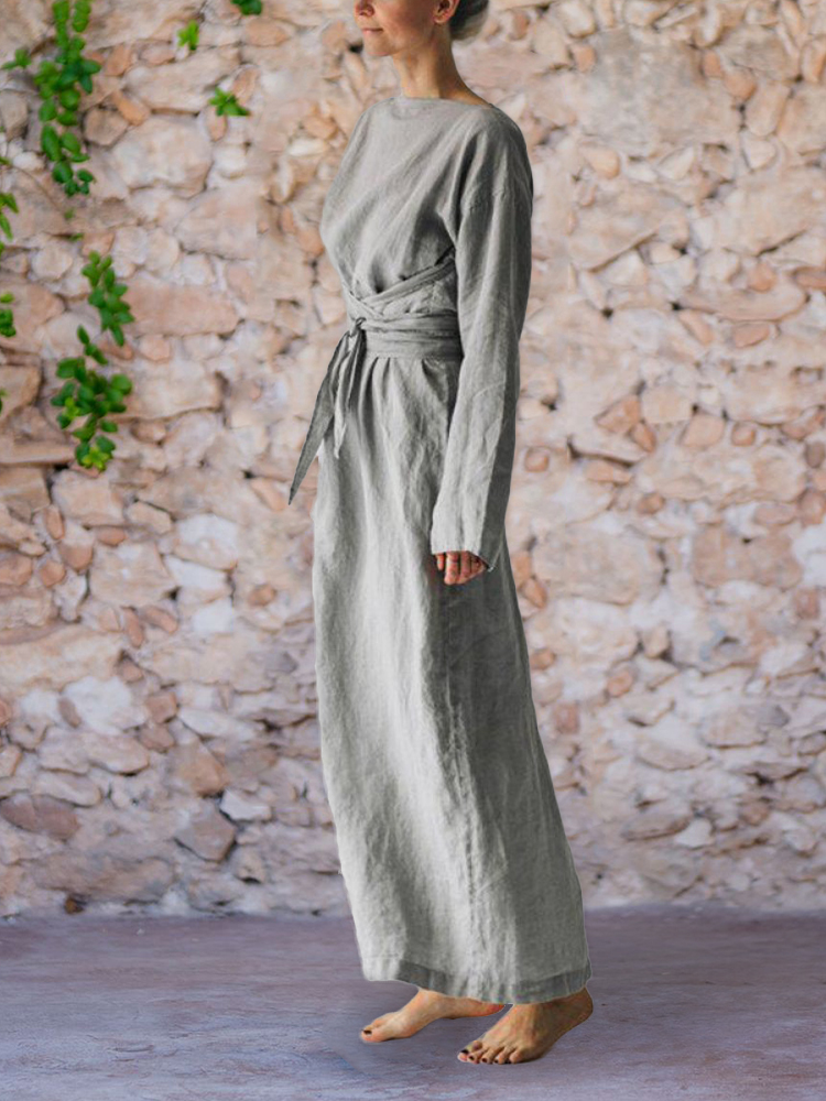 Oversize Tied Side Slit Maxi Dress