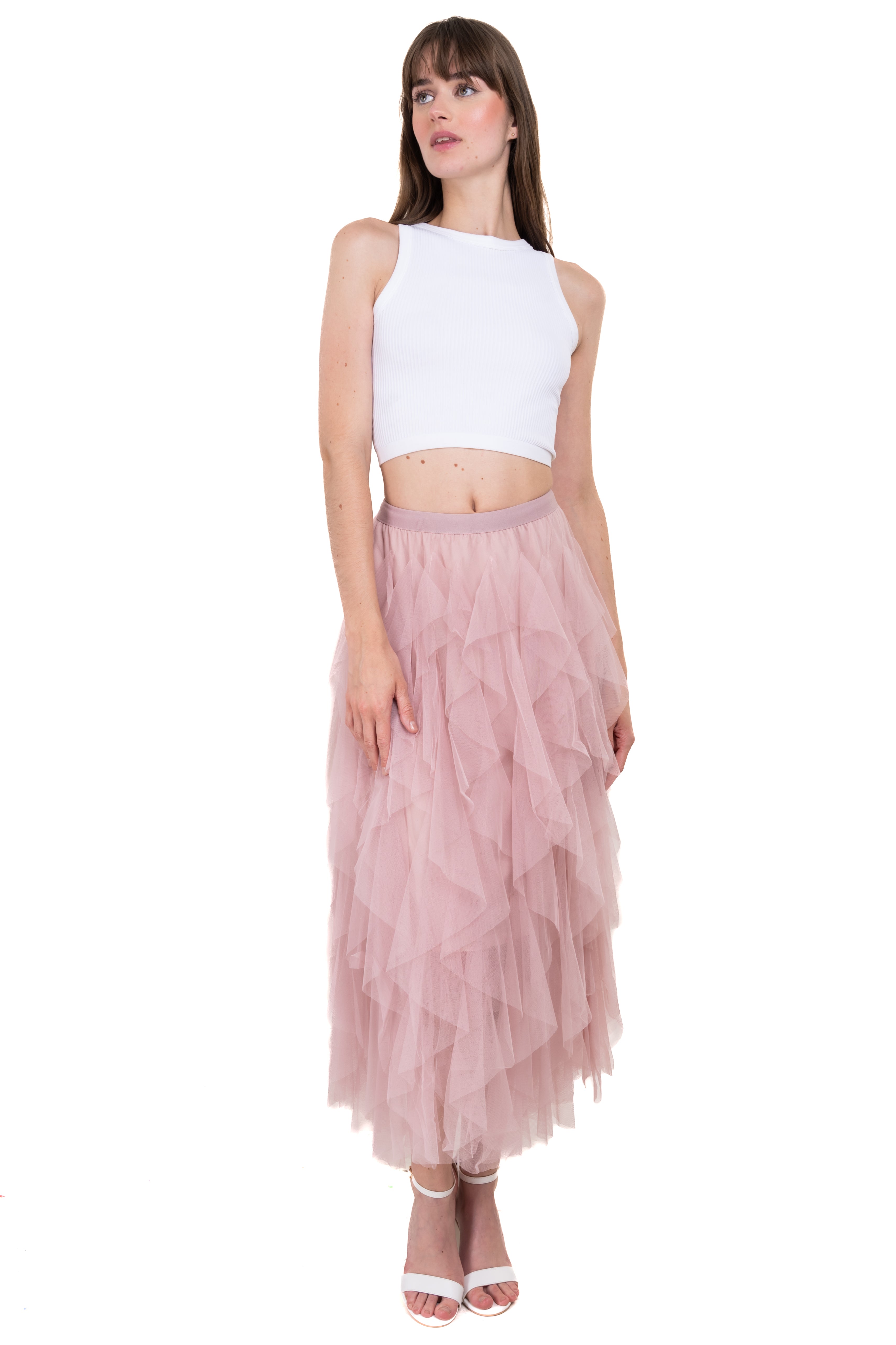 Mesh Layered Ruffled Skirt