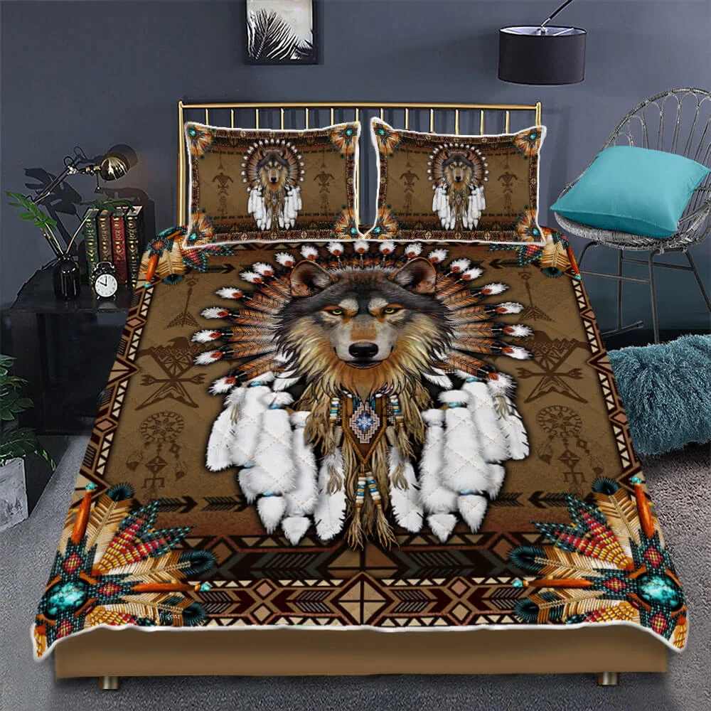 Native American Wolf Spirit Quilt Bed Set