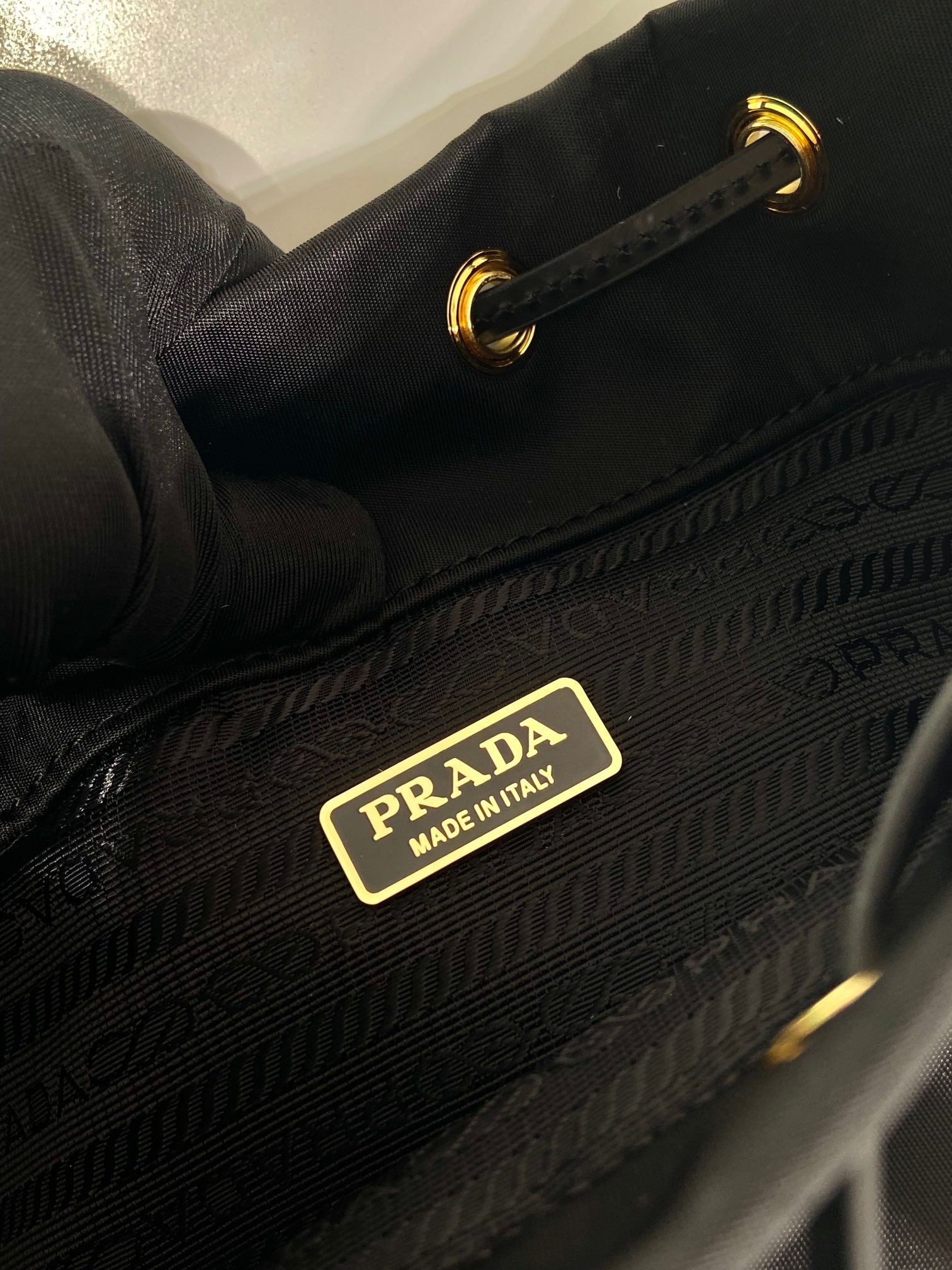 Prada Shiny Nylon Bucket Bag 1BH038