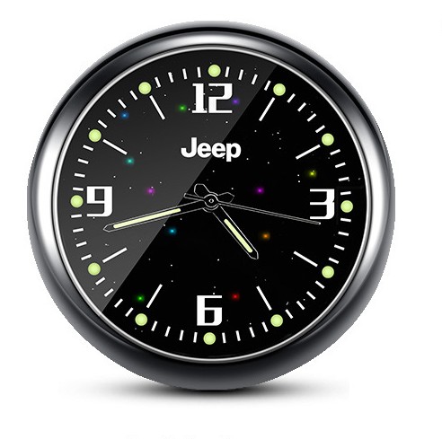 1x Luminous Diamond Quartz Analog Watch Stick On Car Clock Accessories Black