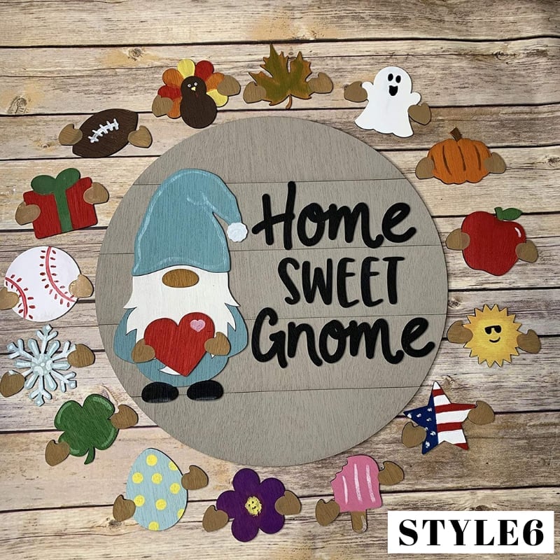 Cute 3D Seasonal Interchangeable Gnome Door Hanger