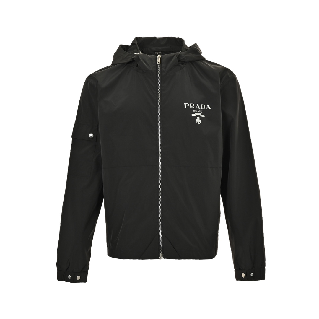 Prada 24Fw logo-print woven trench jacket
