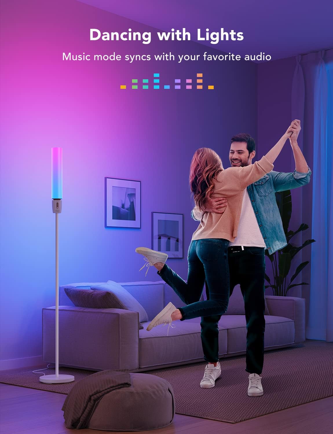 Govee Cylinder Floor Lamp LED Corner Floor Lamp with Wi-Fi App Control