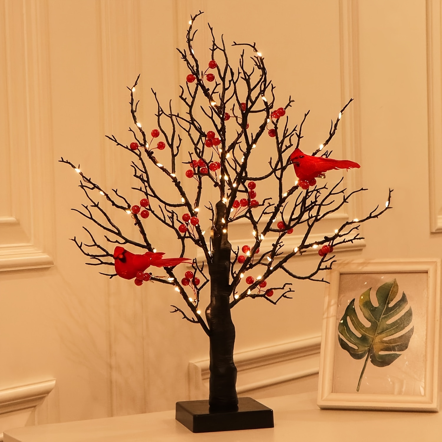 ✨Flash Sale✨Vintage Glowing Tree with Cardinals, Berries