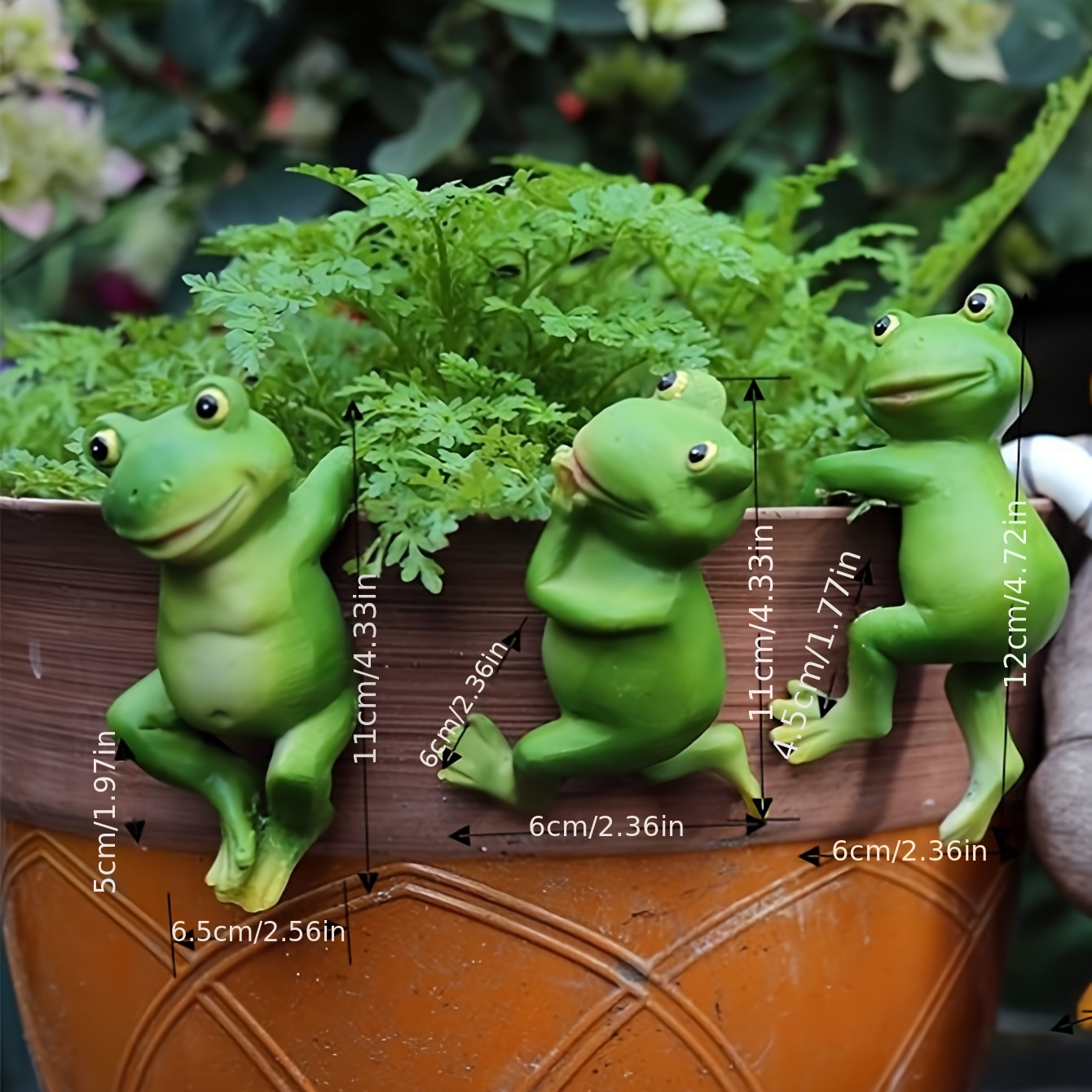 3pcs/set Cute Frog Figurines Hanging Animal Statue, Resin Pot Hanging Climbing Frog Sculpture Outdoor Statues Ornaments Decor For Flower Pot/Fence, Yard Art Figurines For Patio Lawn House