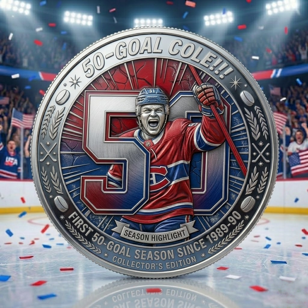 Cole Caufield’s 50-goal Commemorative Coin