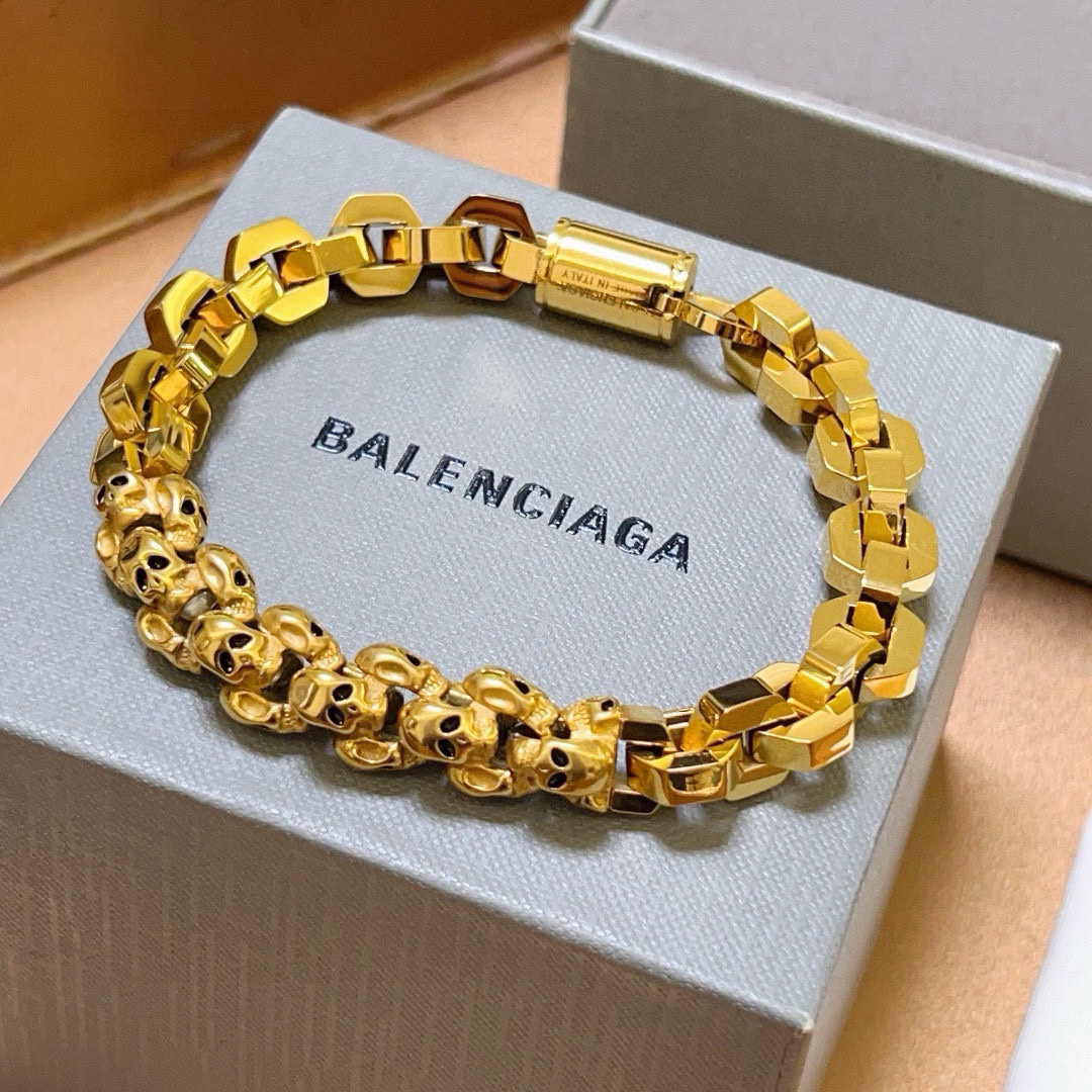 Balenciaga skull chain gold bracelet
