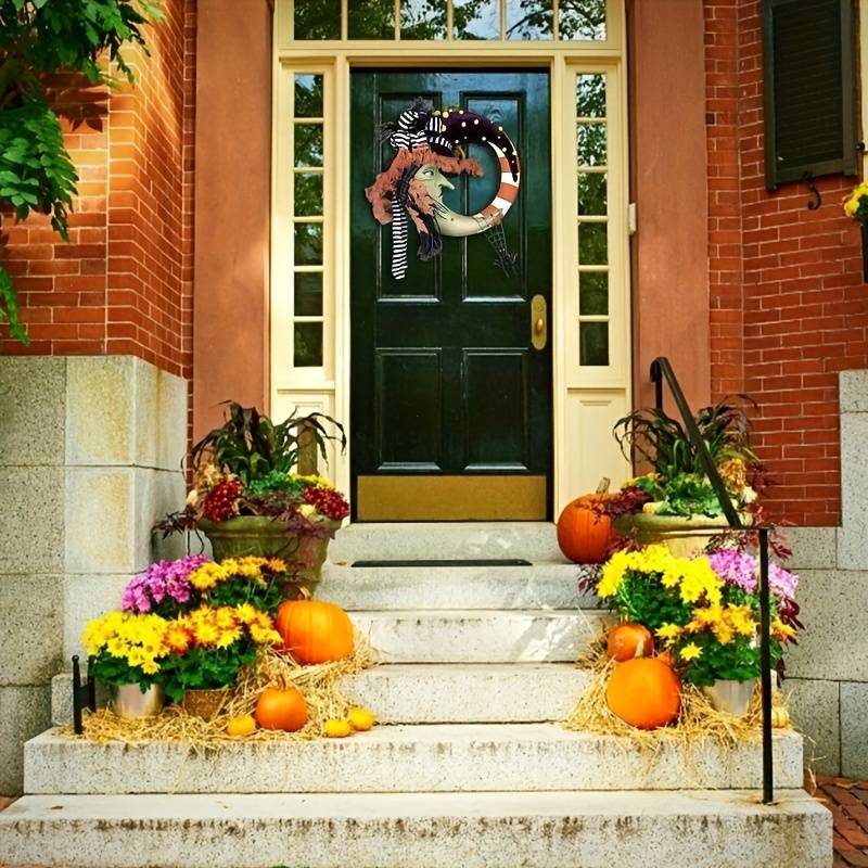 🎃🎃Scary witch and moon maple leaf wreath - Halloween decoration👻👻