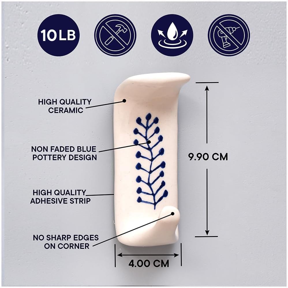 🔥Last Day 49% OFF🔥3 Pcs Handmade Premium Ceramic Boho Adhesive Wall Hooks