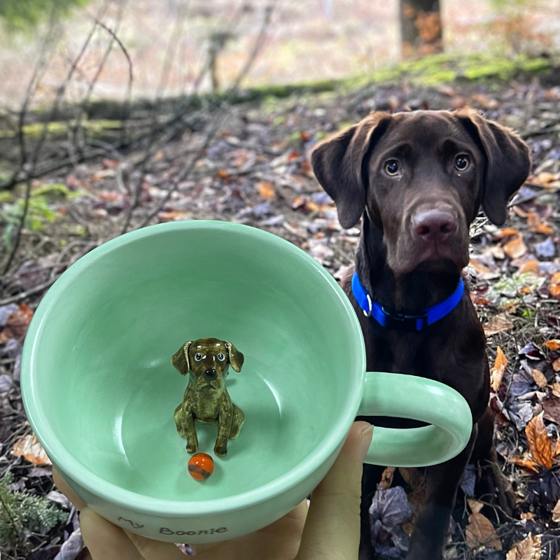 Handmade Custom Pet Figure Inside Ceramic Mug-Labrador