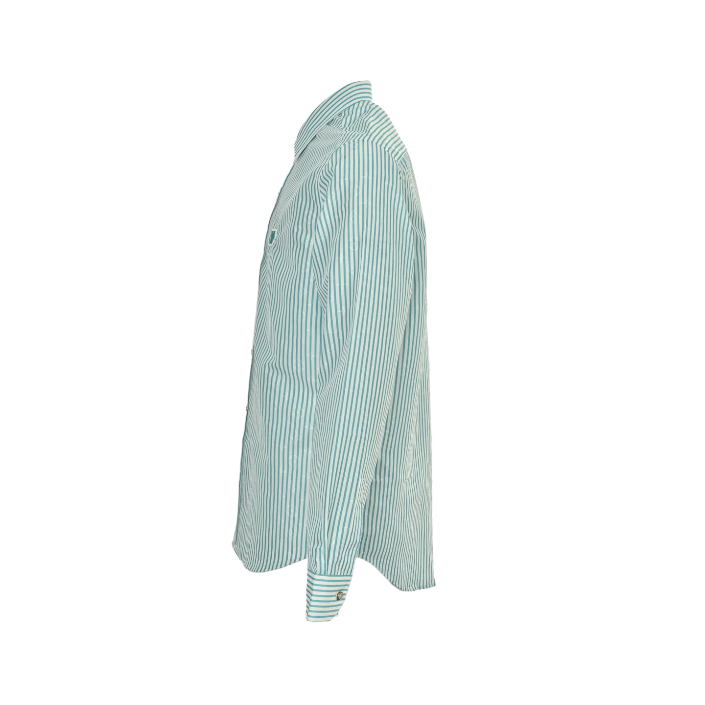 Louis Vuitton 25Fw green striped long-sleeved shirt with logo patch