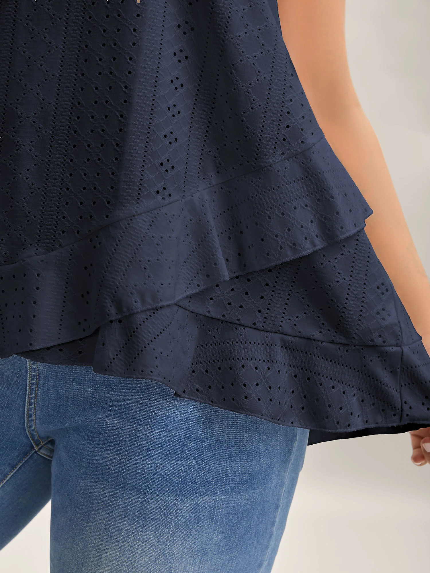 Textured Knit Overlap Hem Tank Top