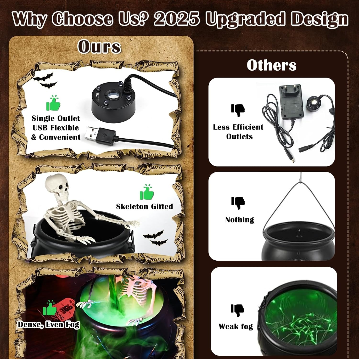 🏆Flash Sale⚡Cauldron Halloween Decor with Magic Floating Potion Bottles and Diffuser