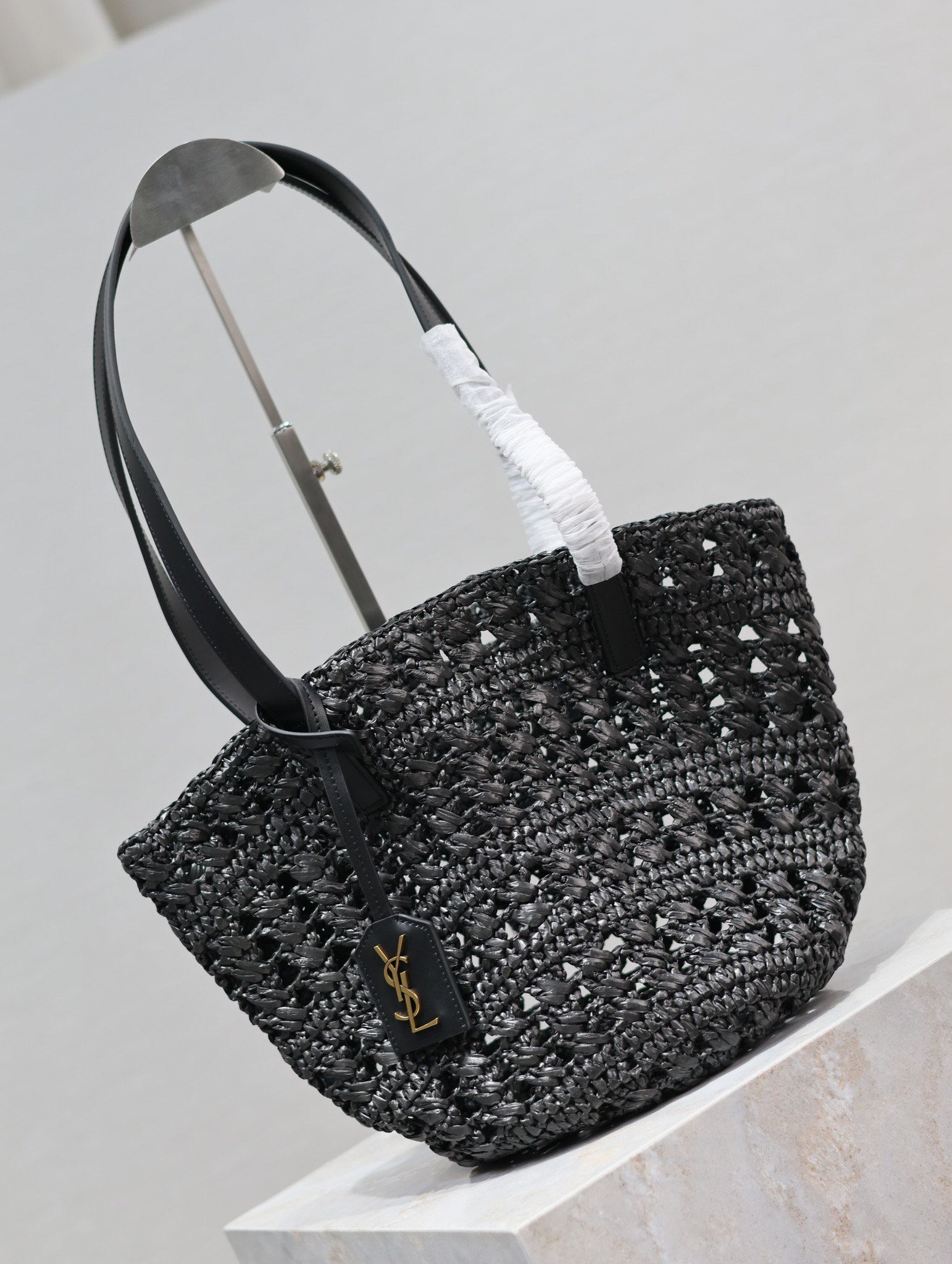 Yves Saint Laurent basket hollow straw tote bag 761461