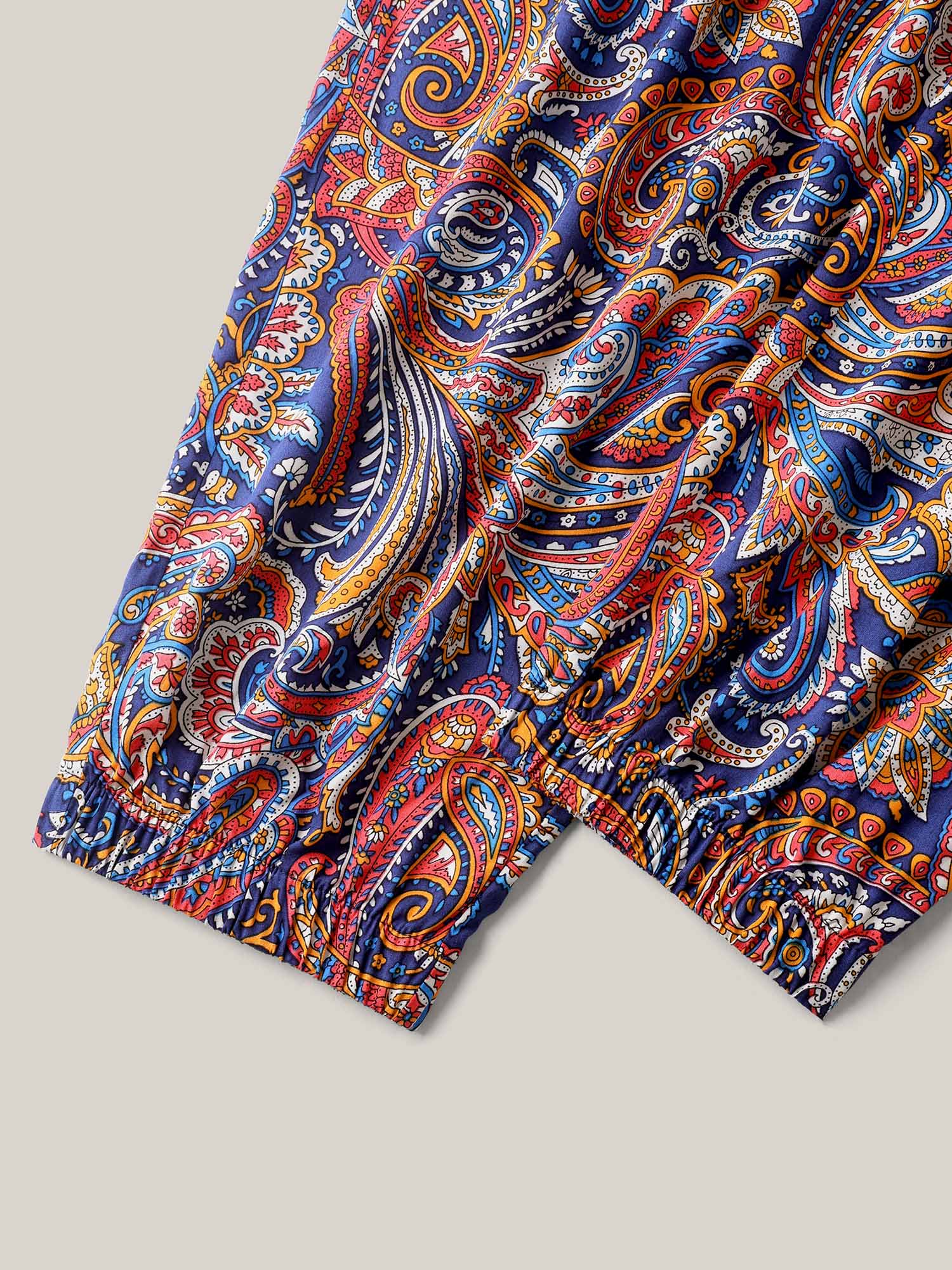 Paisley Print Shirred Waist Jogger Pants