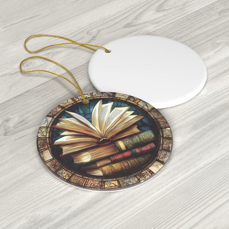 Vintage Books Stained Glass Christmas Ornament