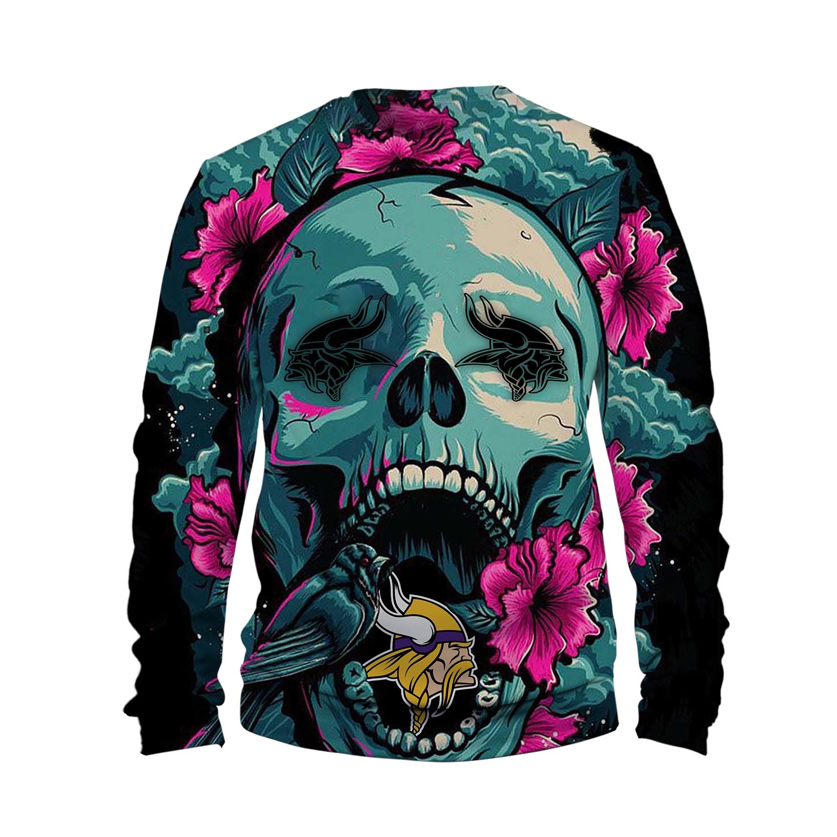VIKINGS  3D HOODIE SKULL FLOWER