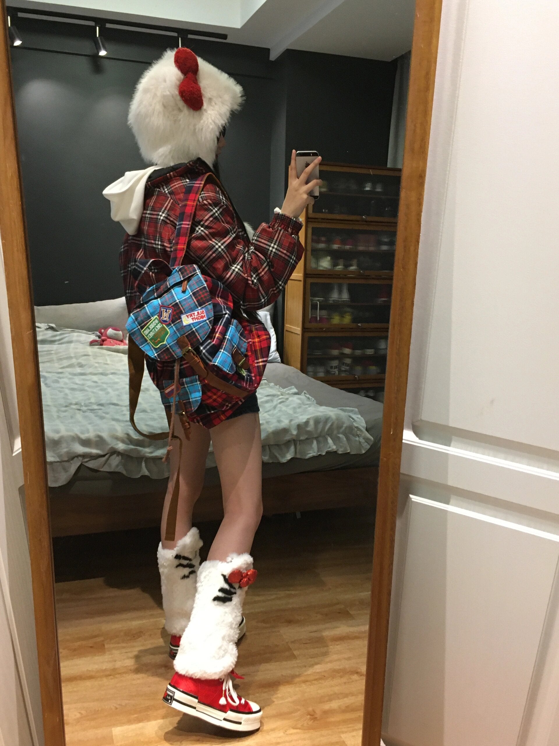 Hellokitty Plush Hat for Women Fuzzy Cute Hat Y2K Winter Cold Weather