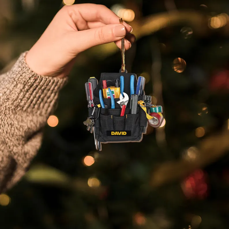 Personalized Electrician Tool Bag Christmas Ornament