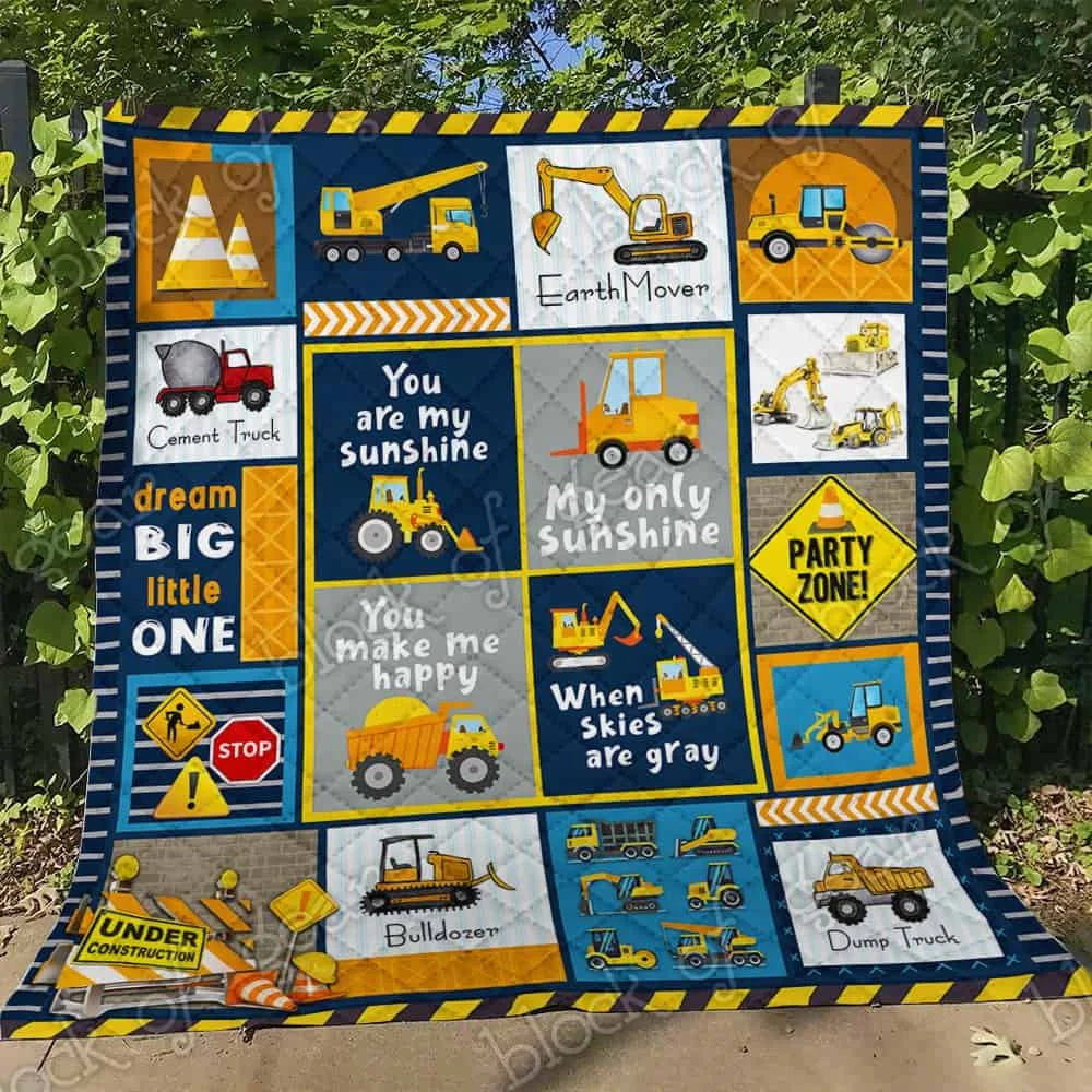 Heavy Equipment Boy, I Love You Quilt