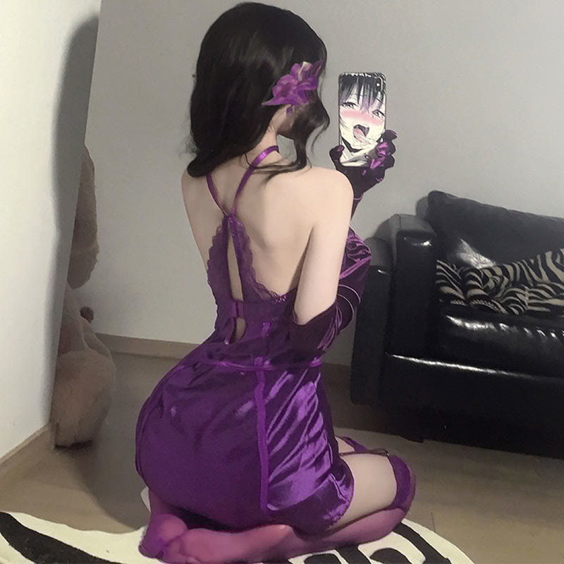 Sexy Lace See-through Lingerie Dress Set
