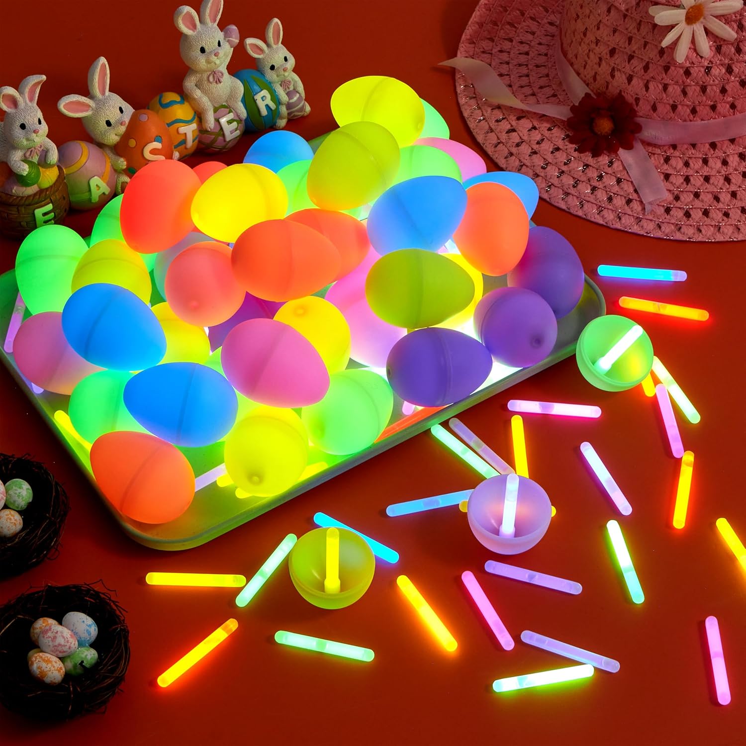 🔥Last Day 50% OFF🔥Eggs with Mini Glow Sticks(Set OF 6 Colors/green,orange,pink,yellow,blue,purple)