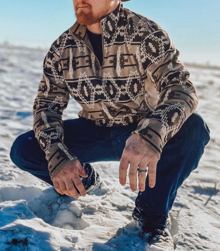 Men's Aztec Print Western Hoodie