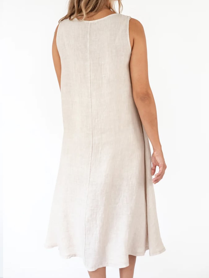 Women's Solid Color Cotton Linen Dress