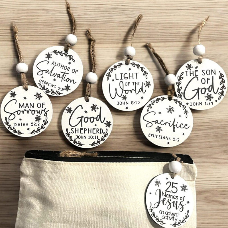 25 Names of Jesus Advent Christmas Ornament Set