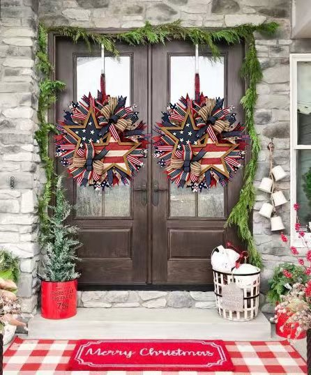 🔥[SAVE 50% OFF]--20 Inch/50cm Handmade American Patriotic Star Wreath -BUY 2 FREE SHIPPING