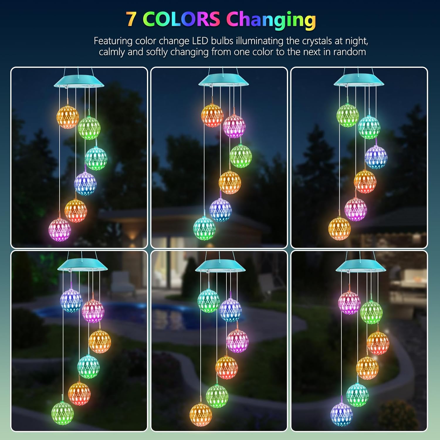 🔥Buy 2 Free Shipping🔥Solar Color-Changing Moroccan Ball Wind Chime-Rainbow Color Changing LED Lights🎁