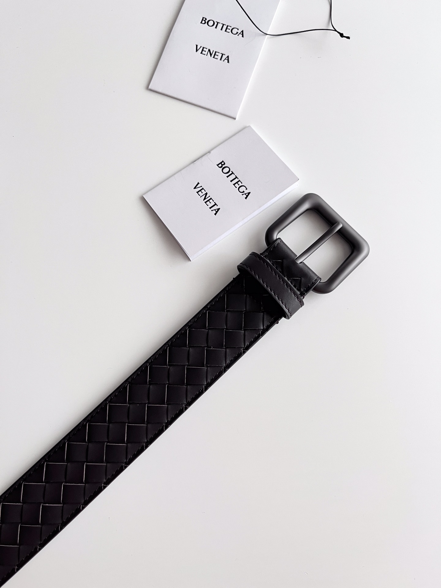 Bottega Veneta frosted pin buckle woven cowhide double-sided belt 3.5cm wide