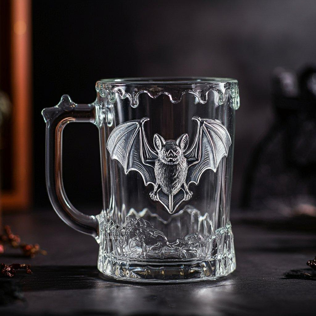 Transparent Bat Glass Mug | Dark Gothic Glamour