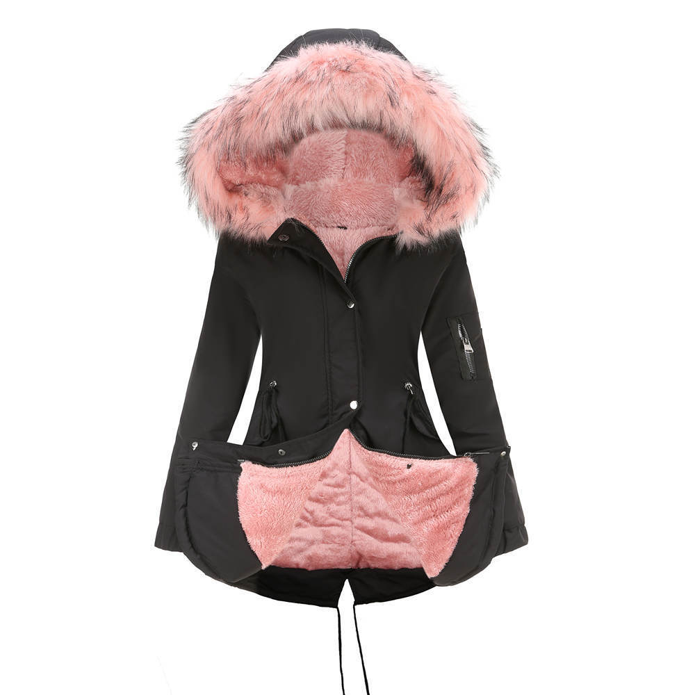 Mid-Length Hooded Parka Cotton-Padded Coat