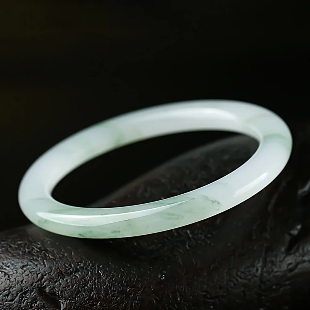 Golden Silk Jade Widened Bracelet Charm Jadeite Fine Jewelry Natural Ice Jade Round Women's Bangle Gift For Mother Free Shipping