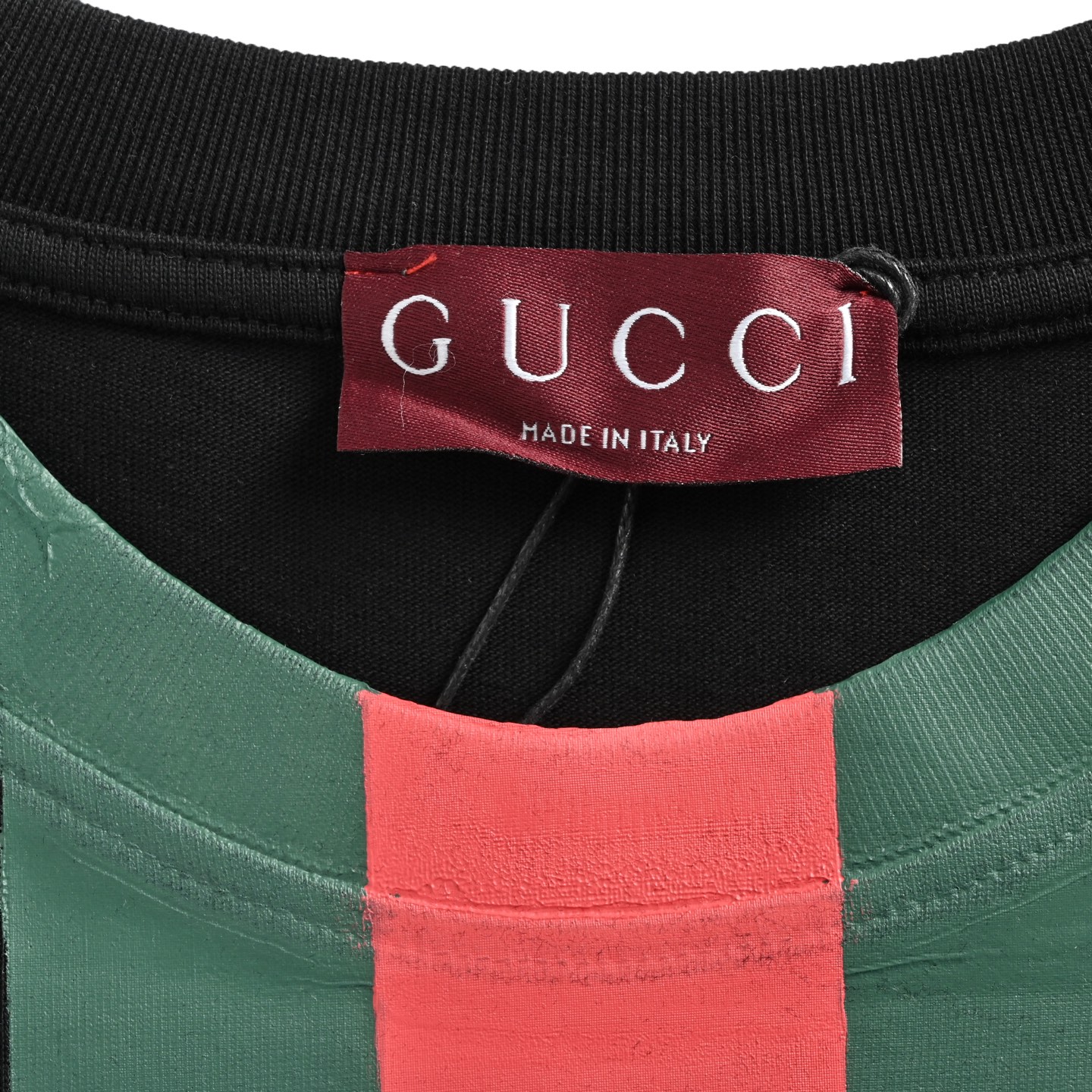 Gucci 25ss red and green striped letter print short sleeve