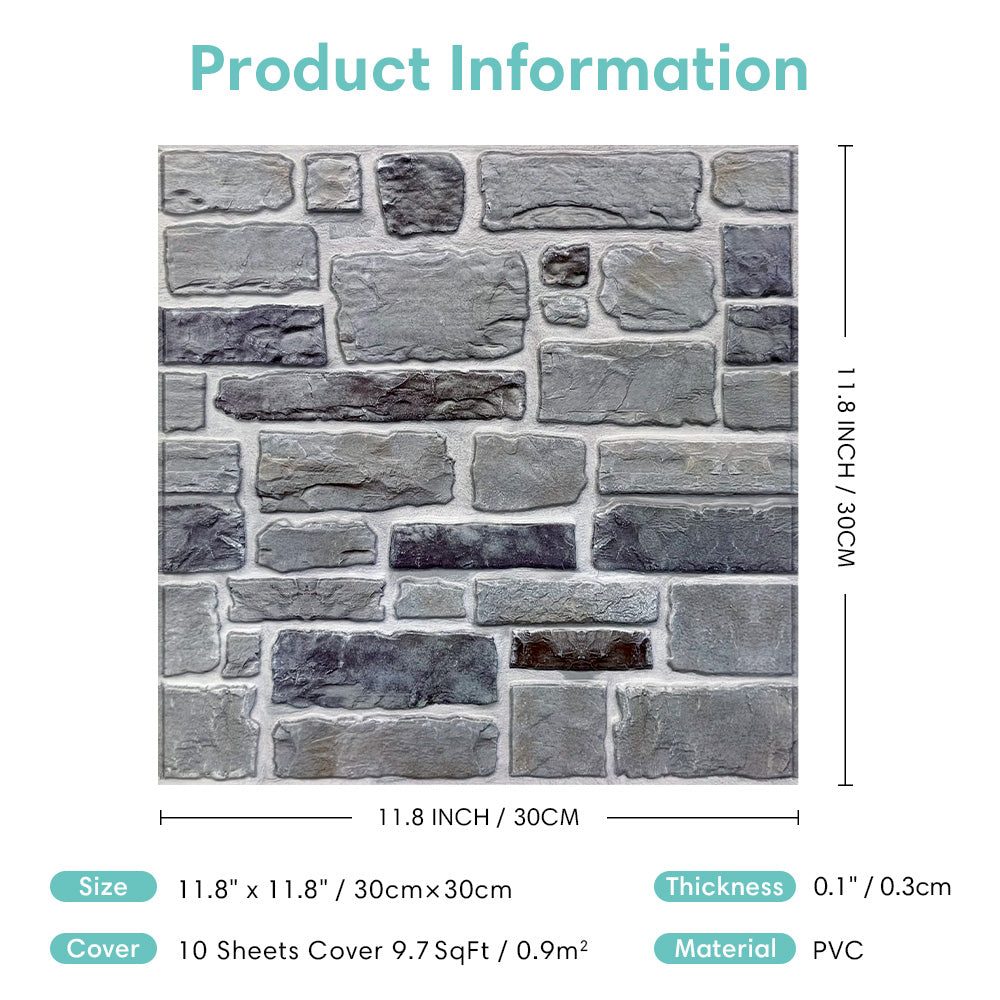 3D Ocean Mist Stone Peel and Stick Wall Tile