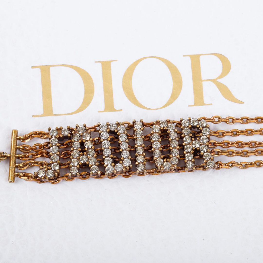 Dior JADIOR letter chain tassel rhinestone earrings