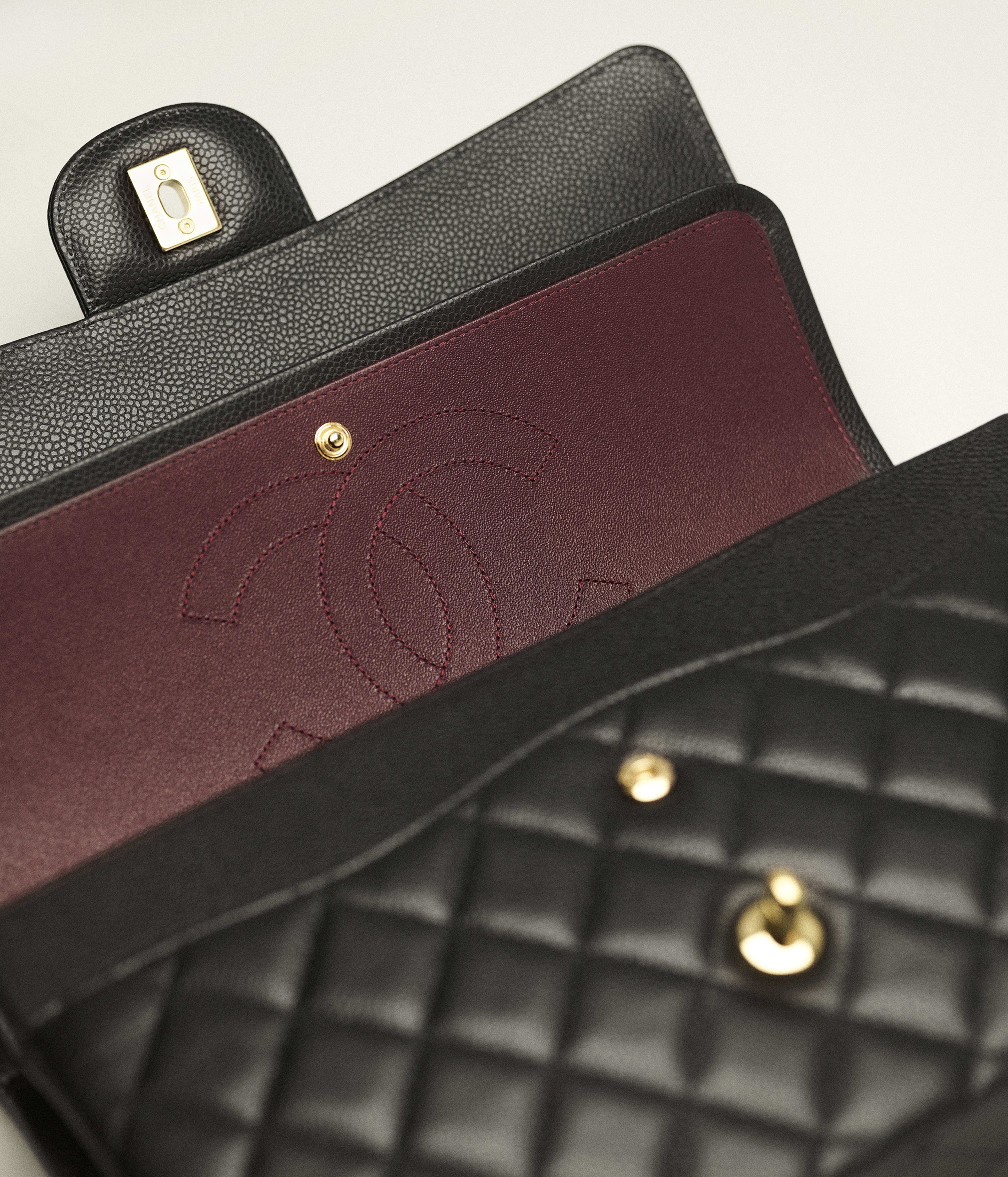 Chanel Large Classic Bag Grained Calfskin & Gold-Tone Metal Black A58600-Y01864-C3906