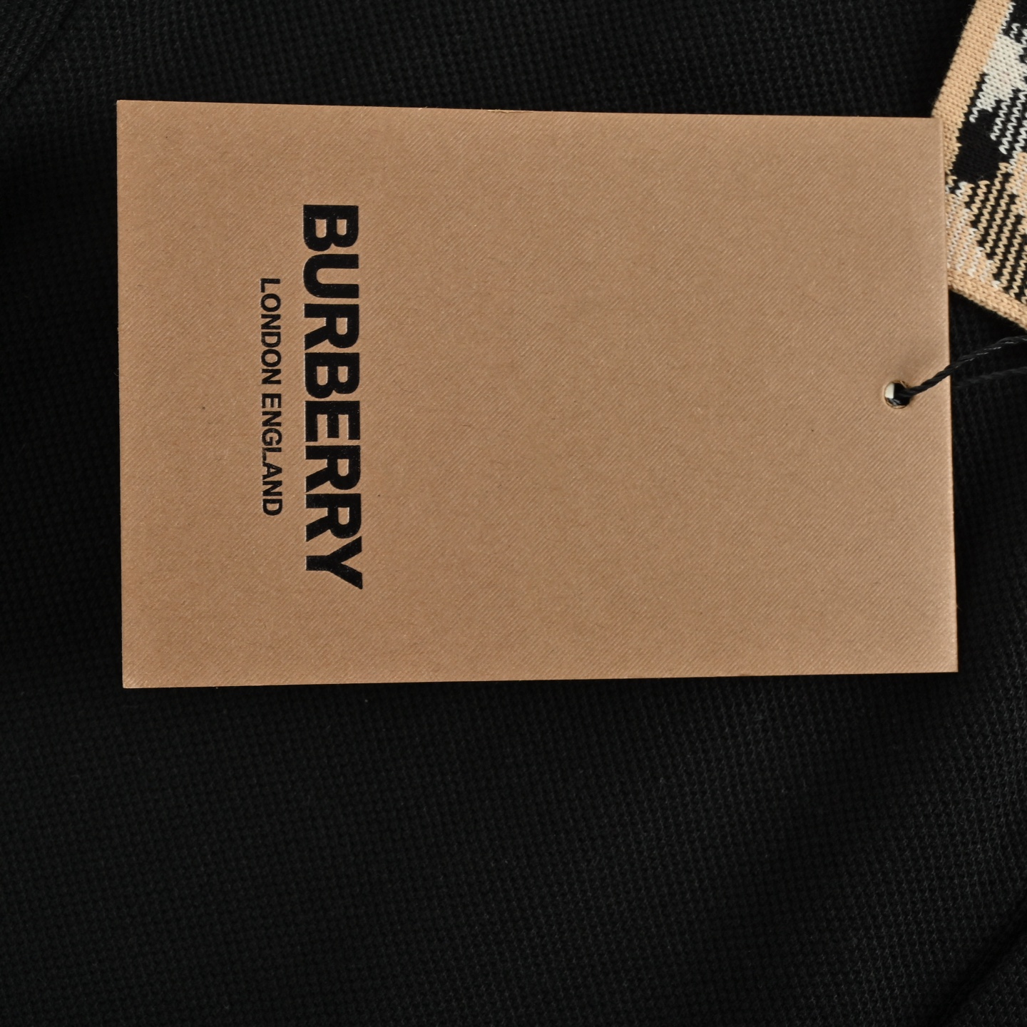 Burberry 25ss leather logo check collar Polo short sleeve