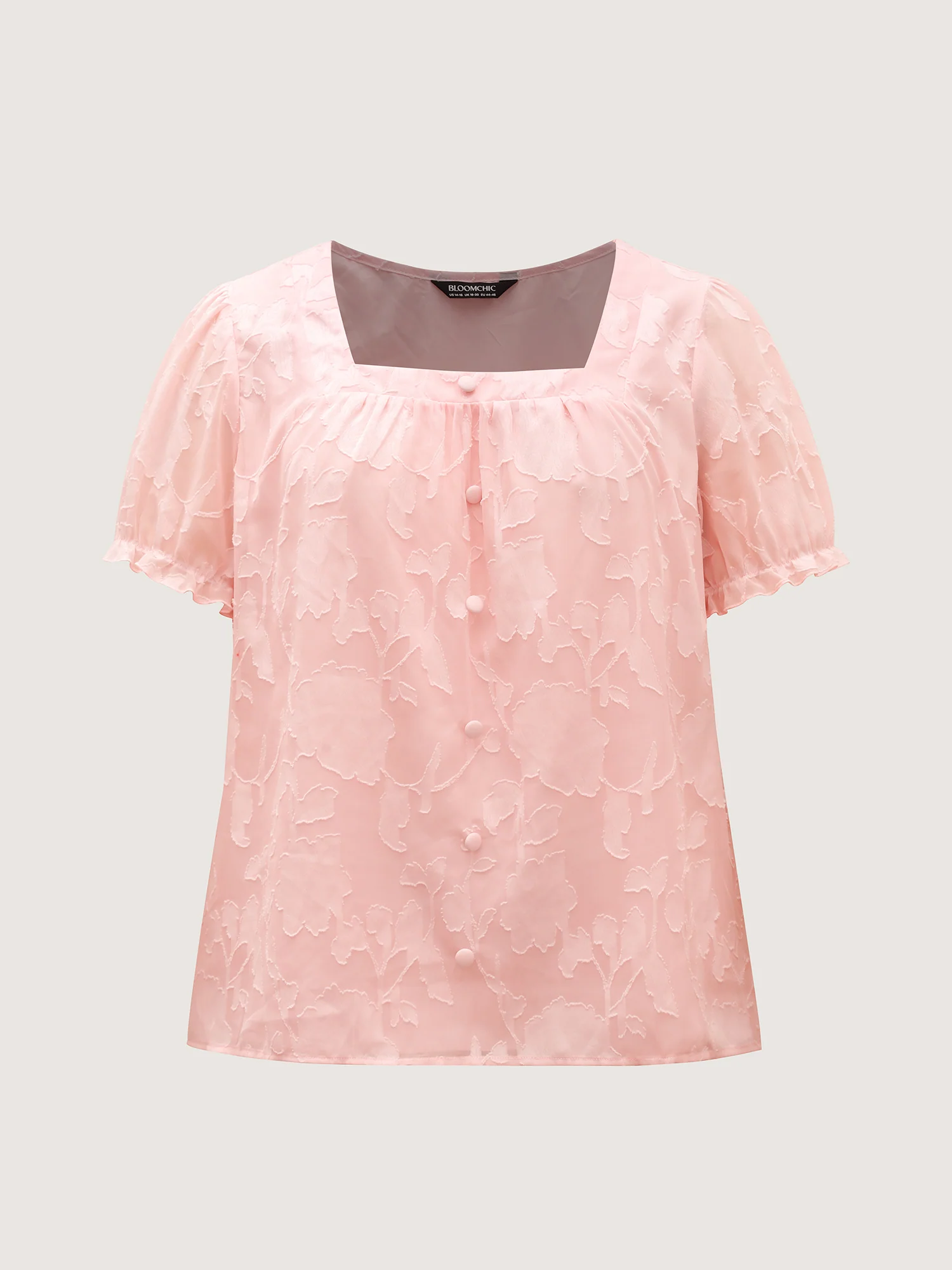 Floral Textured Button Detail Blouse