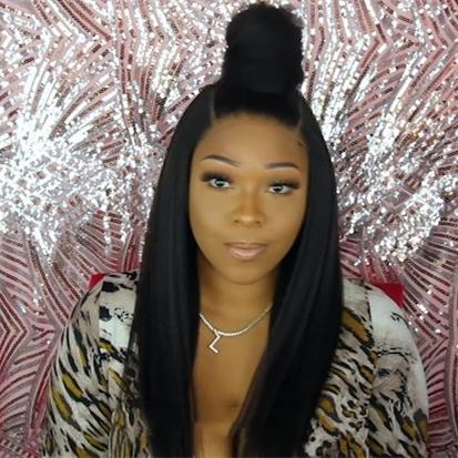 New Kinky Straight Natural LACE FRONT WIG WITH 3 STYLES