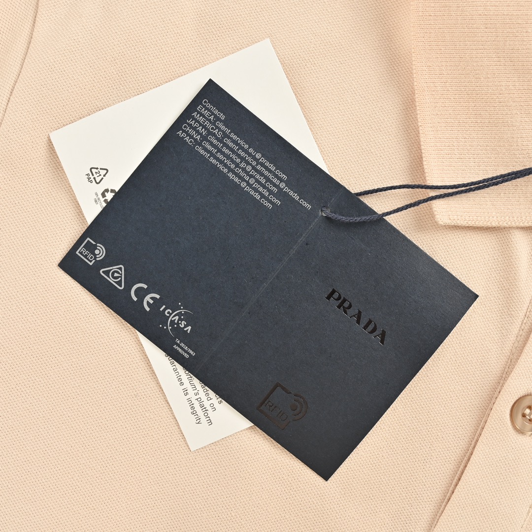 Prada 24ss apricot triangle logo polo short sleeve