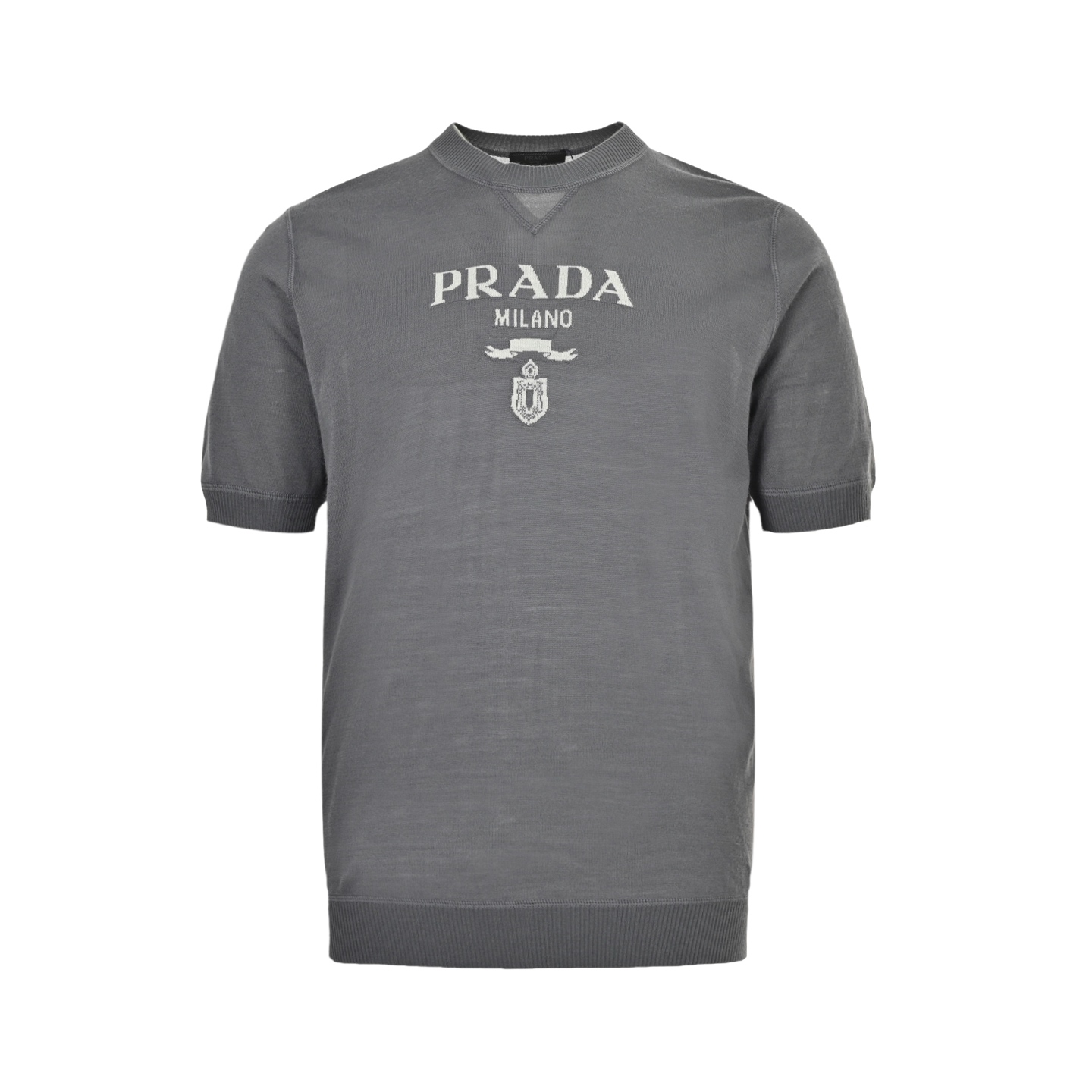 Prada 25ss classic logo jacquard knit short sleeve