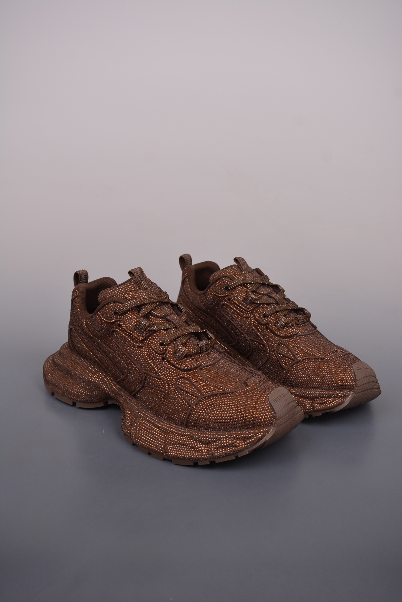 BALENCIAGA 3XL Sneakers Brown with Diamonds